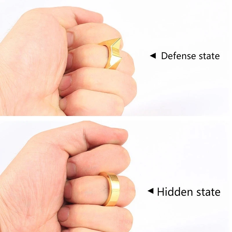 

Titanium Steel Spiked Rivet Cone Self-defense Nail Barbed Rings Thorn Head anti-wolf Ring For Men Women Punk Style