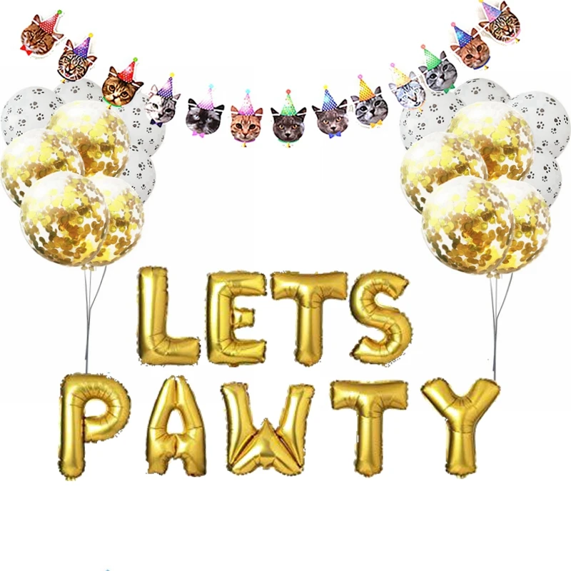 Вечерние украшения на тему дня рождения домашних животных кошка лицо собака флаг