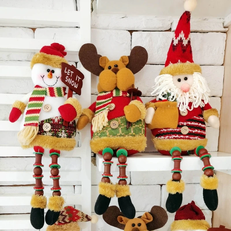 

Рождественские украшения, кукла с длинными ногами, олень, Санта, снеговик, кукла, кулон для кухни, гостиной, спальни, офиса, настольное украше...