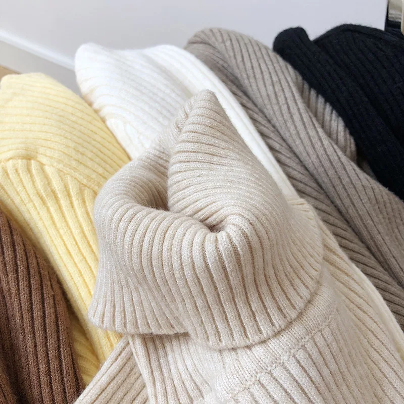 

Original Design Women Knitting Turtleneck Sweater Casual Winter Warm Skinny Pullover Long Sleeve Elastic Tops
