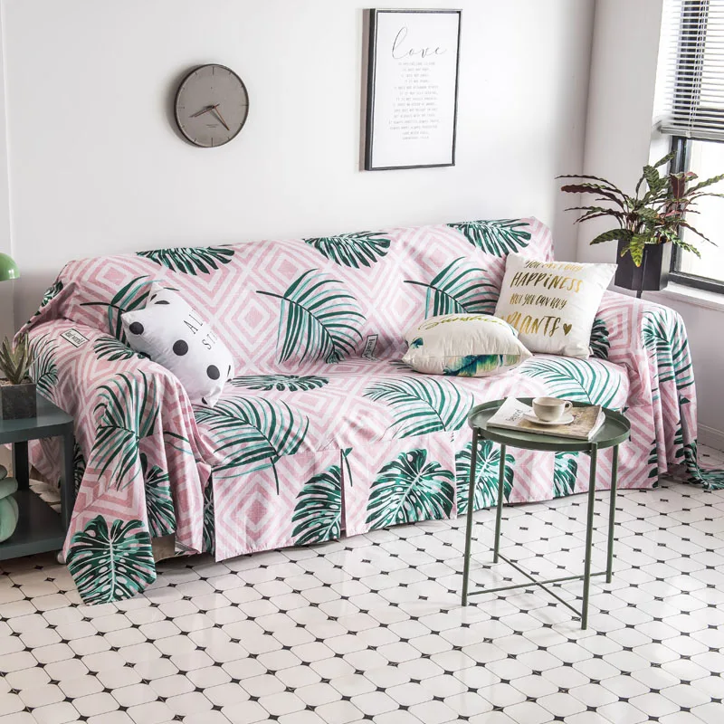 

Чехол на диван с принтом зеленых листьев, универсальный полноразмерный чехол для дивана, всесезонный чехол для гостиной