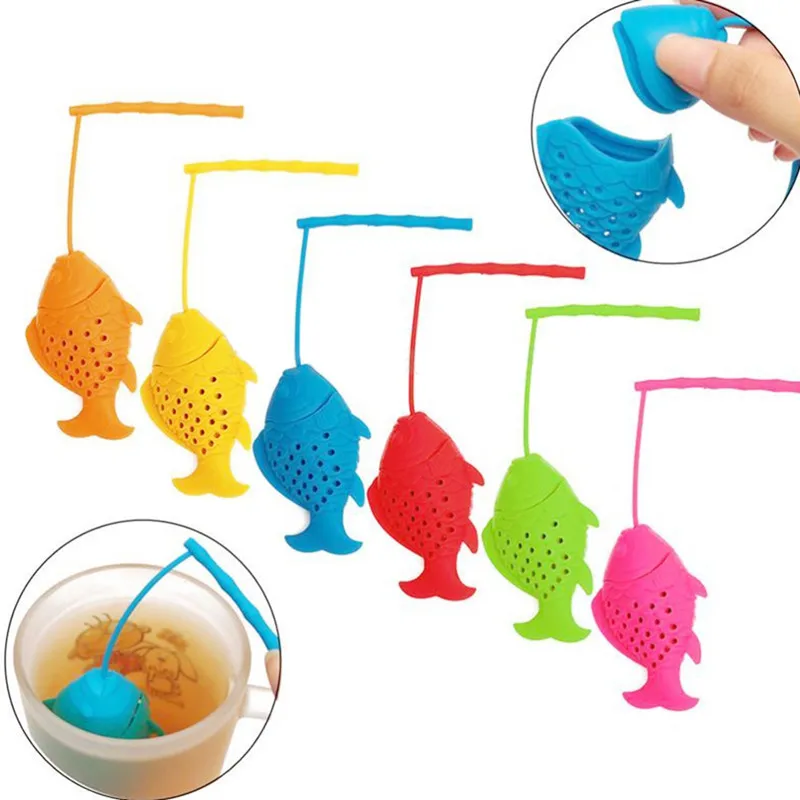 Cute Fish Tea Infuser Diffuser Food Grade Silicone Spice Herbal Strainer Loose Leaf Filter Shape Ball Accessories | Дом и сад