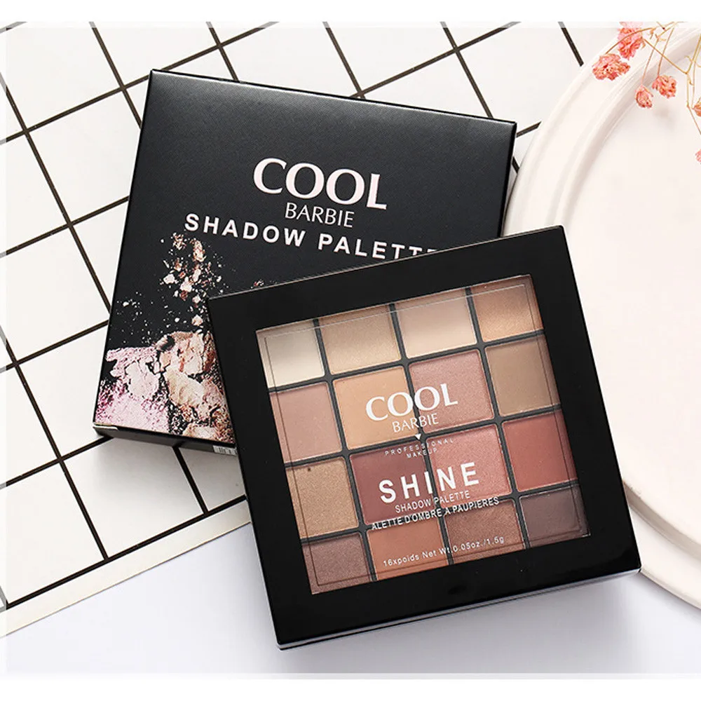 16 оттенков перламутровые блестящие тени для век Пудра Палитра матовые