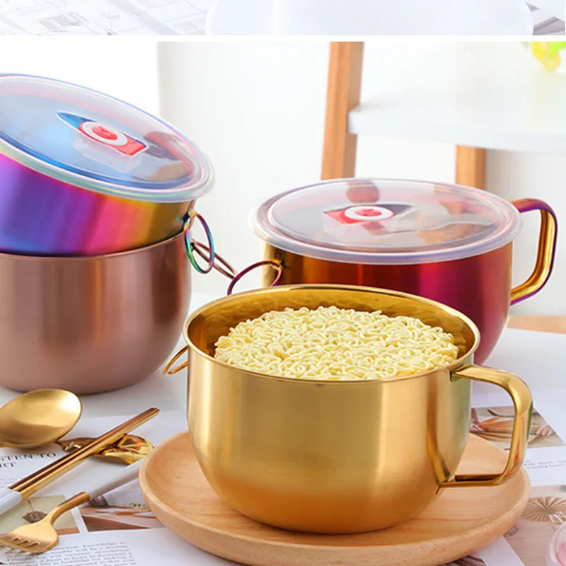 1 шт. миска для лапши из нержавеющей стали с крышкой антиобжигающая ручка