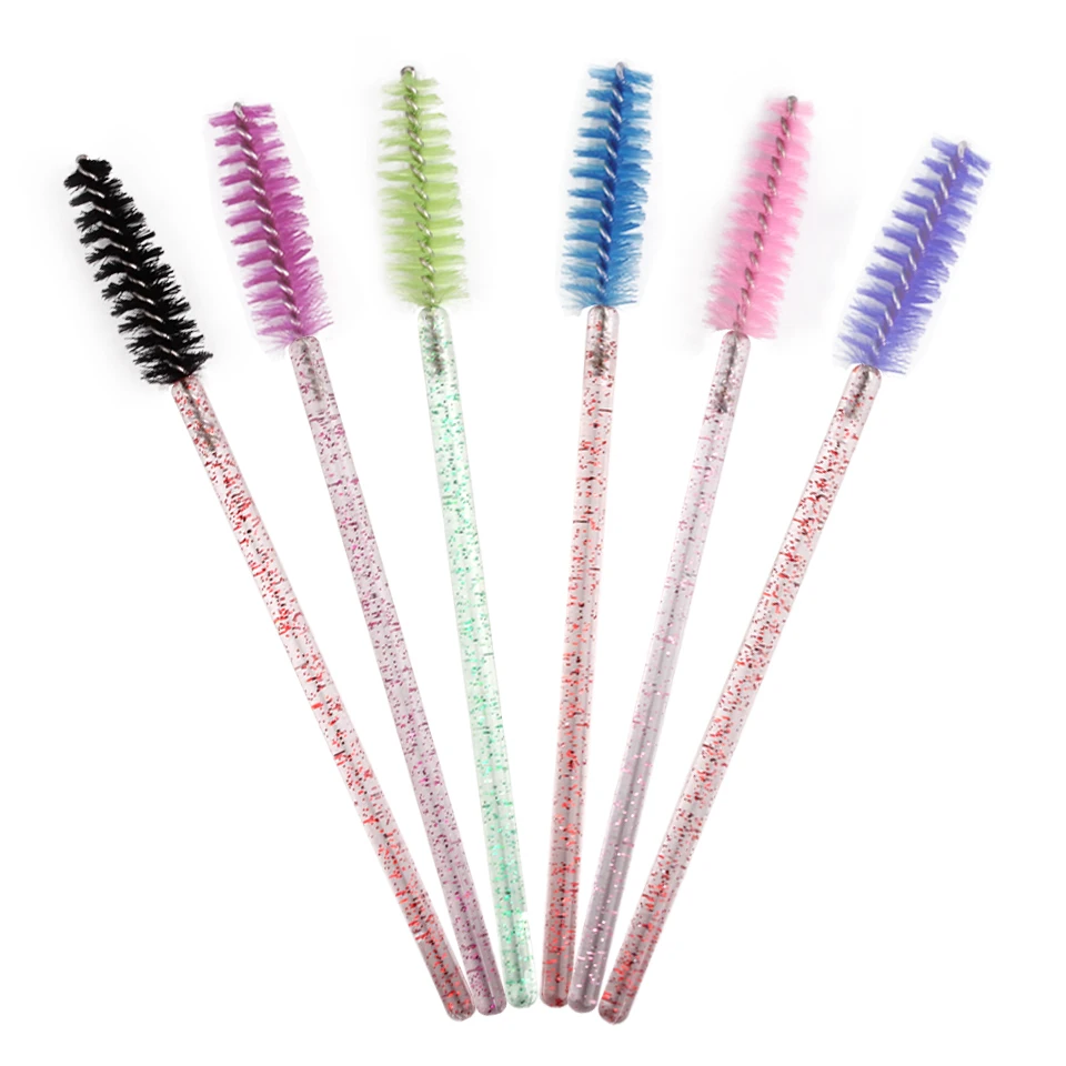 

NEWCOME 50pcs/Lot Crystal Disposable Lash Brush Eyelash Diamond Handle Mascara Wands Eyelash Extension Makeup Tool