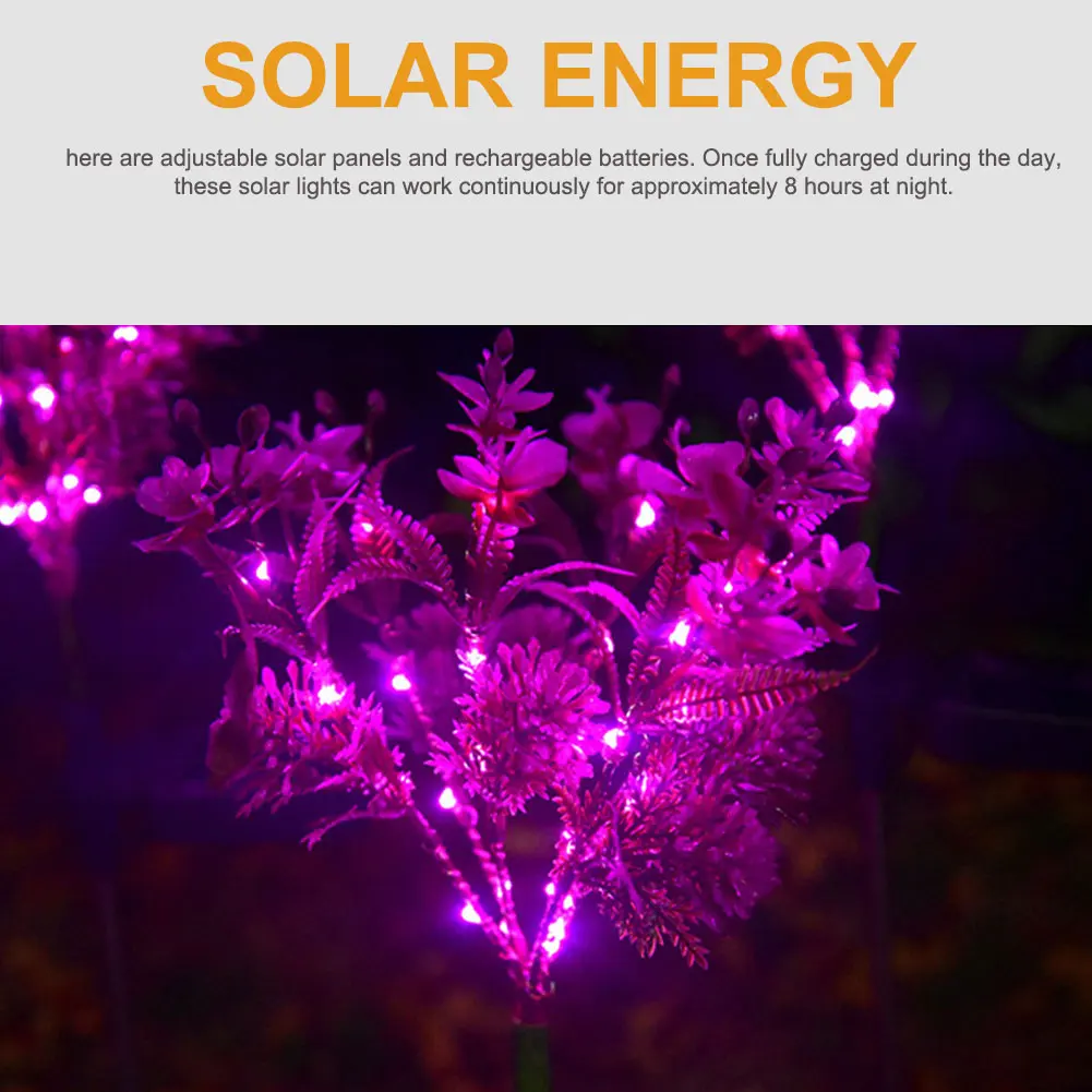 

2pcs Solar Light Lawn Automatical Decorative Simulation Flower Purple Energy Saving Outdoor Garden Easy Install LED Rechargeable