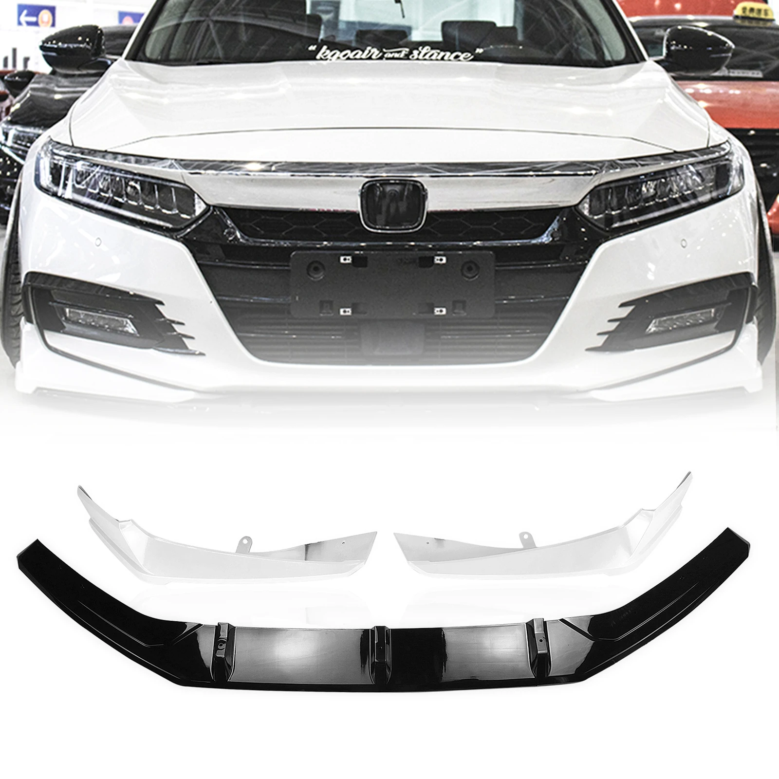 

AKASAKA передний бампер спойлер губа для Honda Accord 2018 2019 10th нижний белый боковой угловой разделитель Крышка вентиляционного отверстия молдинговая отделка