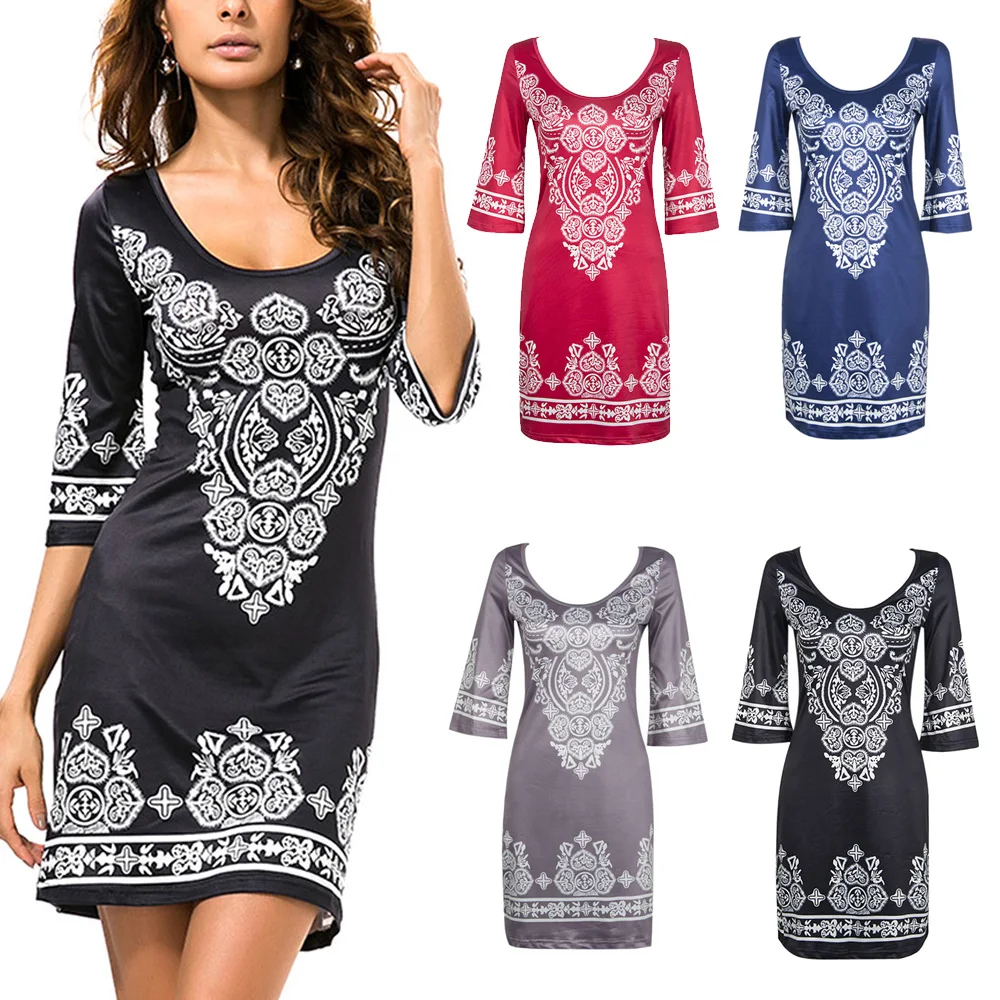 Fadzeco летнее платье в африканском стиле для женщин с цифровым принтом мини