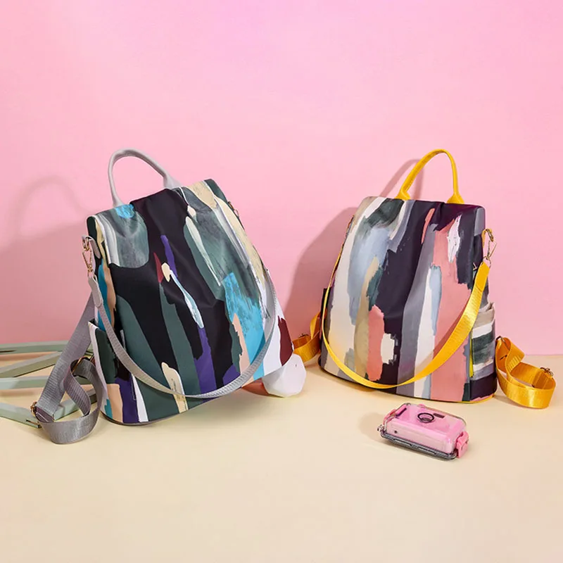 Multifunctional Anti-Theft Backpack Large Capacity Waterproof School Bag Teenagers Girls Fashion Oxford Cloth Bookbags Knapsack