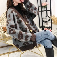 knitted cardigan padded sweater coat womens autumn and winter 2021 new loose large size sweater cardigan top cropped sweater