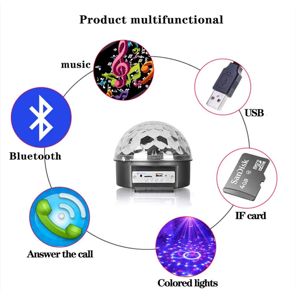 9 цветов светодиодный Bluetooth динамик диско шар светильник с MP3 плеером Выпускной
