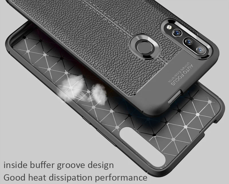 Кожаный чехол с текстурой Личи для Honor 9X Global матовый Мягкий силиконовый телефона