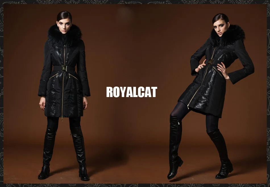 Royalcat зимняя куртка, женские пуховики, пуховое пальто, верхняя одежда, тканевый пуховик, роскошный большой мех, с капюшоном, пуховики, кружевные пуховики