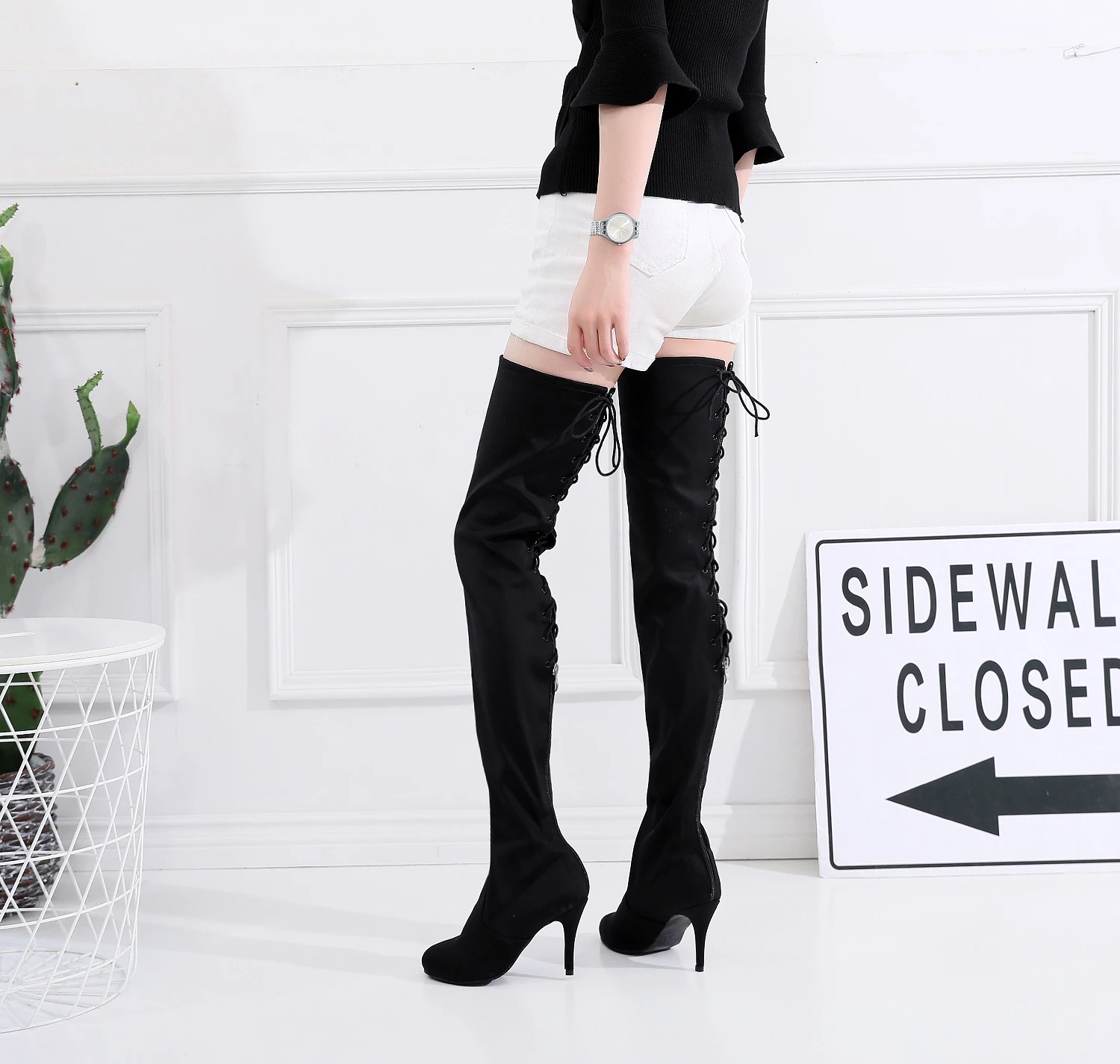 Танцевальные сапоги высокие бальные танцевальные туфли женские танго черного цвета с резиновой подошвой мягким каблуком танцевальная обувь.