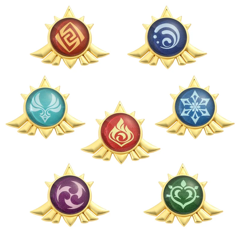 Глаза Бога Genshin Impact Значки для косплея Аниме Костюмы Каваий аксессуары булавки