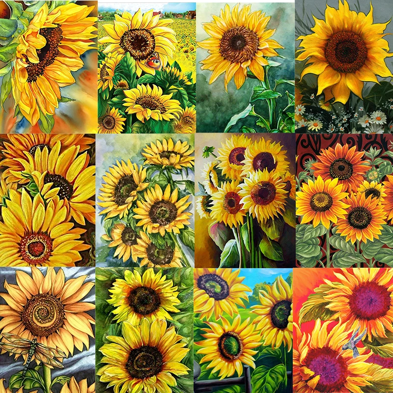 

5D DIY Diamond Painting Flowers Cross Stitch Kit Mosaic Diamond Embroidery Sunflowers Full Round Drill Home Decoration Gifts