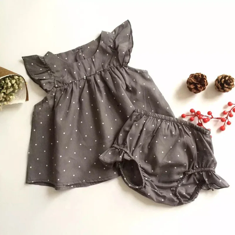

Fashion Baby Girl Polka Dot Clothes Sets Shirt Pants 0-3 Years Cool Summer Sleeveless Dress for Infants Kids Children Toddler