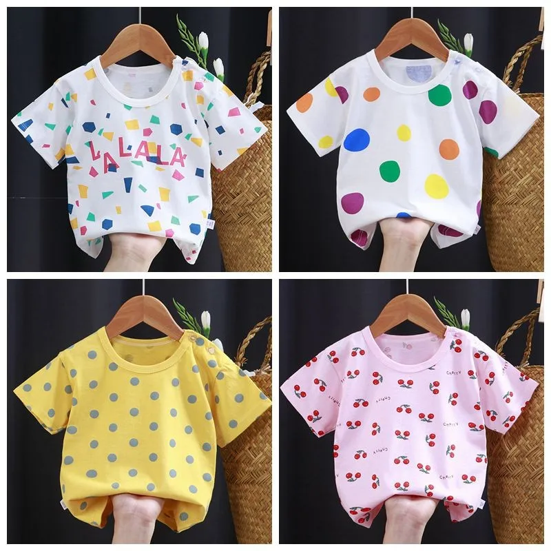 

Children Tees Baby Boys Cotton Tops Infant Girl Short Sleeve T-shirts 0-6T Kid Cute Tshirts Toddler Summer Cartoon Shirt Clothes