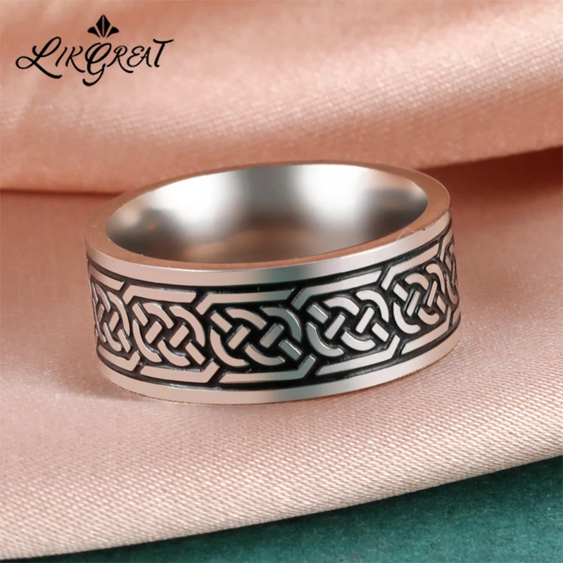 Vintage Odin Rune Stainless Steel Viking Celtics Spiral Knot Ring Norse Style Rings For Women Men Nordic Amulet Jewelry Gift | Украшения и