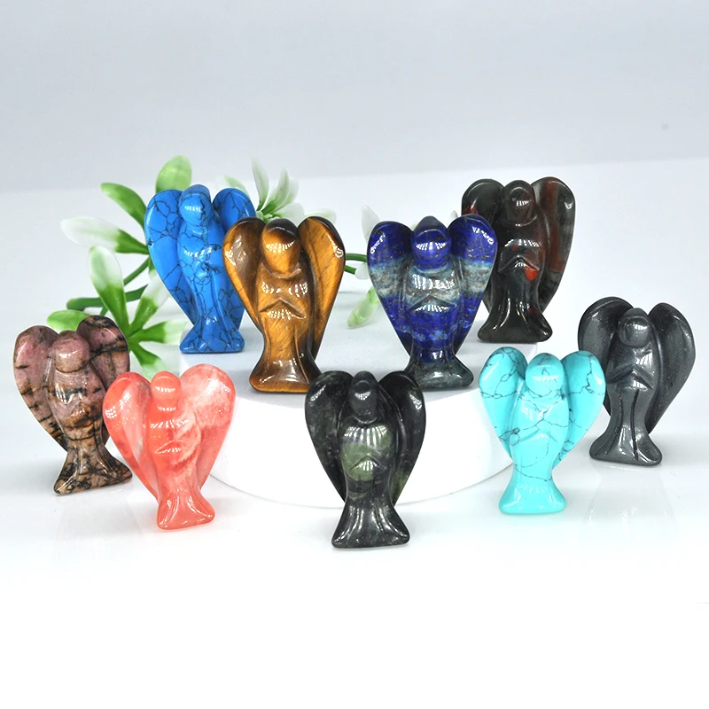 Фигурка счастливого ангела 1 5 дюйма натуральный камень и кристаллы резная