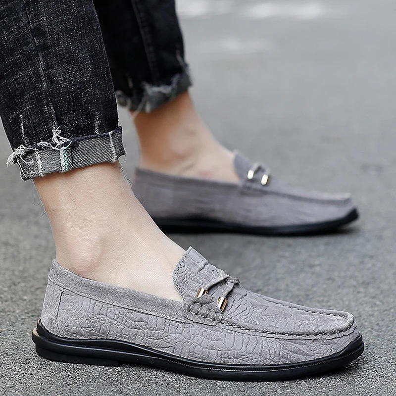 Лоферы мужские из натуральной кожи повседневная Брендовая обувь-топ без