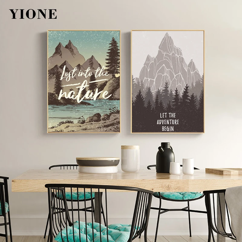 

Nature Adventure Poster Prints Custom Mountain Tree Lake Outdoor Explore Travel Pictures Wall Art Canvas Paintings Decoration
