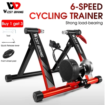 WEST BIKING Indoor Exercise Bike Trainer 6 Speed Wire Control Cycling Trainer MTB Road Bicycle Trainers Fitness Workout Tool