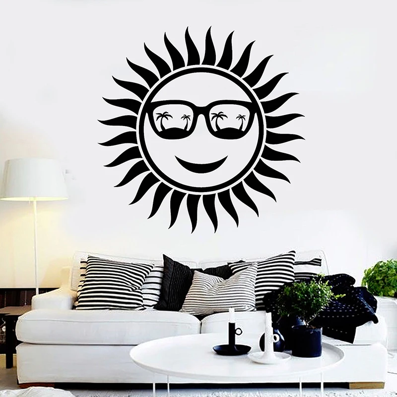 Положительные солнечные Наклейки на стены очки с ладонями пляжные наклейки