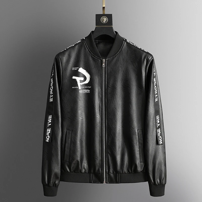 

Мужская мотоциклетная куртка, новинка 2021, Корейская приталенная Красивая весенне-осенняя куртка, модная кожаная мужская байкерская куртка