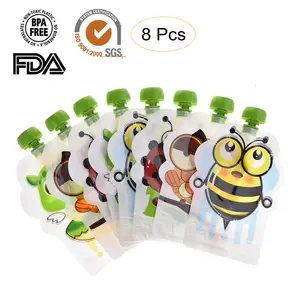 8 шт., 148 мл, портативный многоразовый герметичный пакет для хранения мякоти и пюре, без БФА, для детских сумка для хранения продуктов