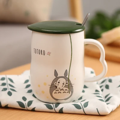 Мультфильм Тоторо кошка керамические s кофейные кружки с ложкой и крышкой Молоко