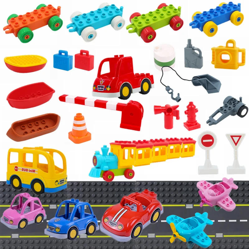 Diy транспортные наборы кирпичи автомобильный самолет дорожный знак автострада