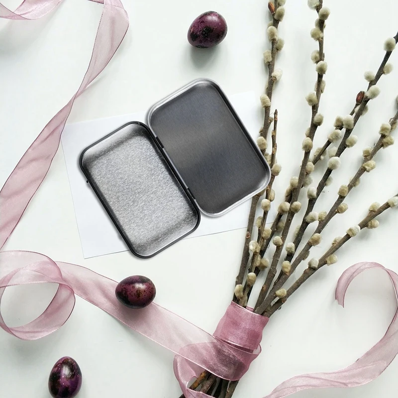 95x60x21 мм черная жестяная коробка металлическая с матовой коробкой для конфет