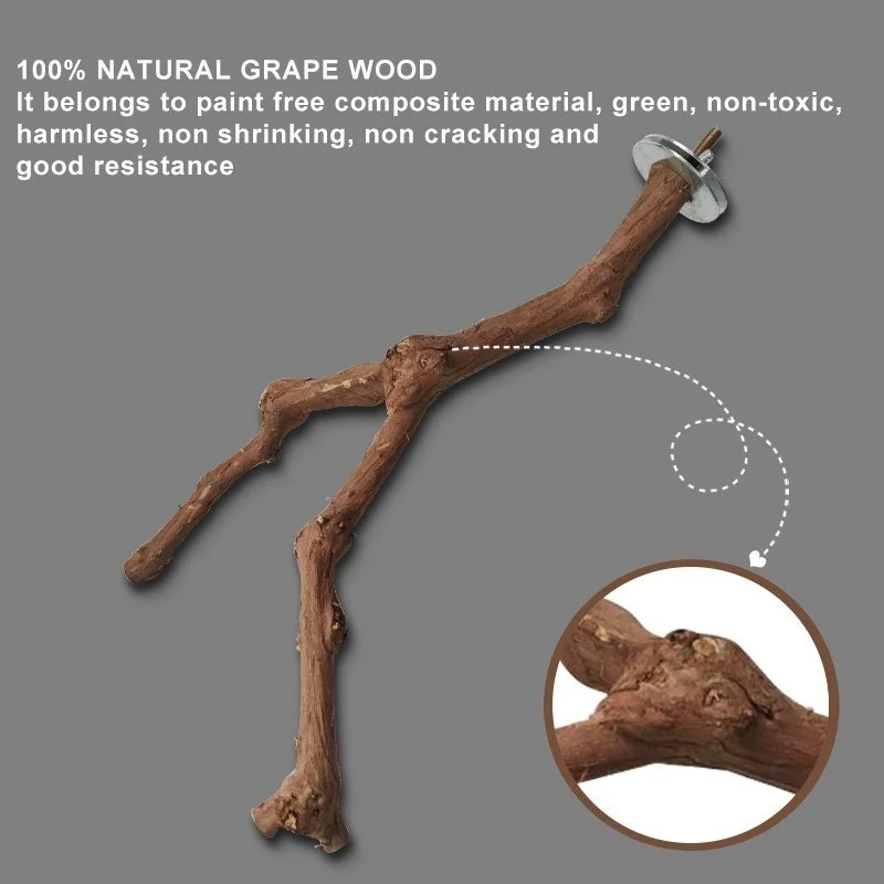 Pet Bird Parrot Standing Stick Wild Grape Wood Pole Cockatiel Parakeet Perches Bite Claw Grinding Toy Cage Accessories | Дом и сад