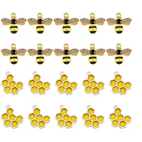 6pcslot cute enamel metal bee honeycomb penadnt charms for necklace bracelet earring diy jewelry making accessories