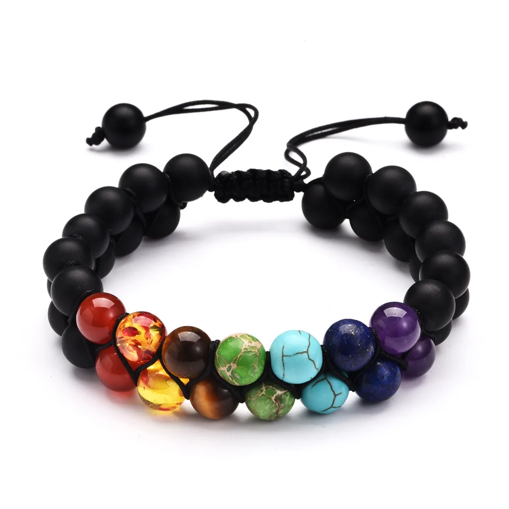 

Hot Sale Double Layer Beaded Bracelet 8mm Natural Stone Beads Mens Luxury Energy Galaxy Solar System Charm Bracelet Jewelry Set