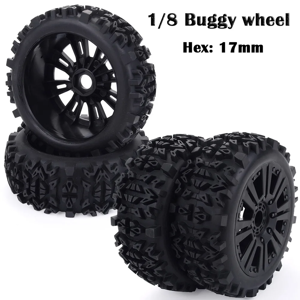 

17mm RC Car Tires Hub Wheel Rim & Tires Tyre For 1/8 Off-Road RC Car Buggy Redcat Team Losi VRX HPI Kyosho HSP Carson Hobao