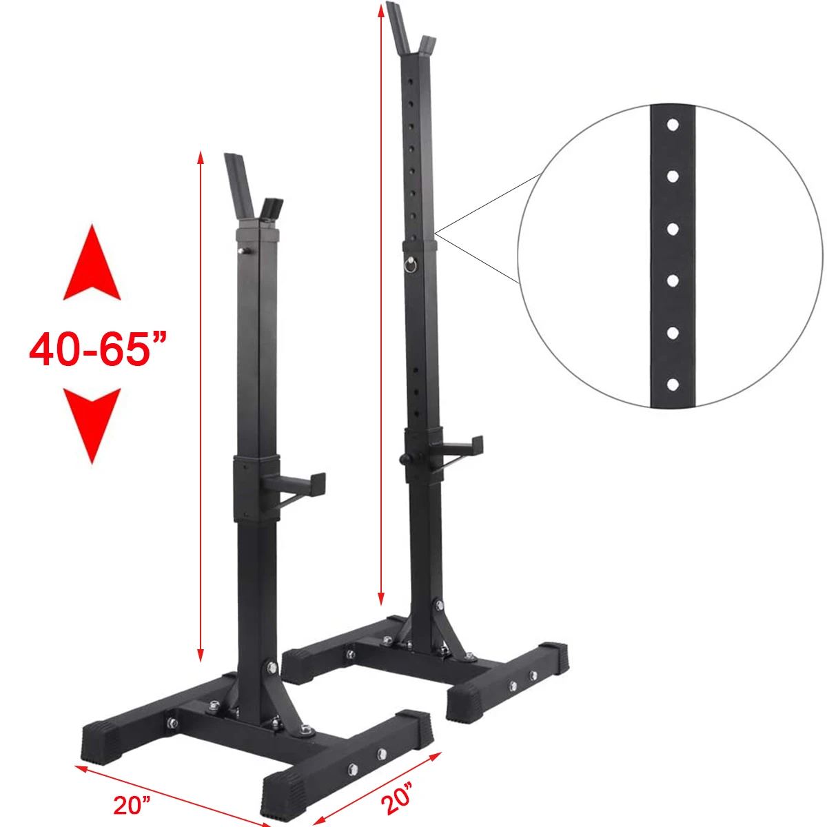 구매 조정 가능한 스쿼트 랙, 튼튼한 강철 스쿼트 바베큐 무료 벤치 프레스 스탠드, 체육관/홈 체육관 휴대용 아령 랙 스탠드, 2 개