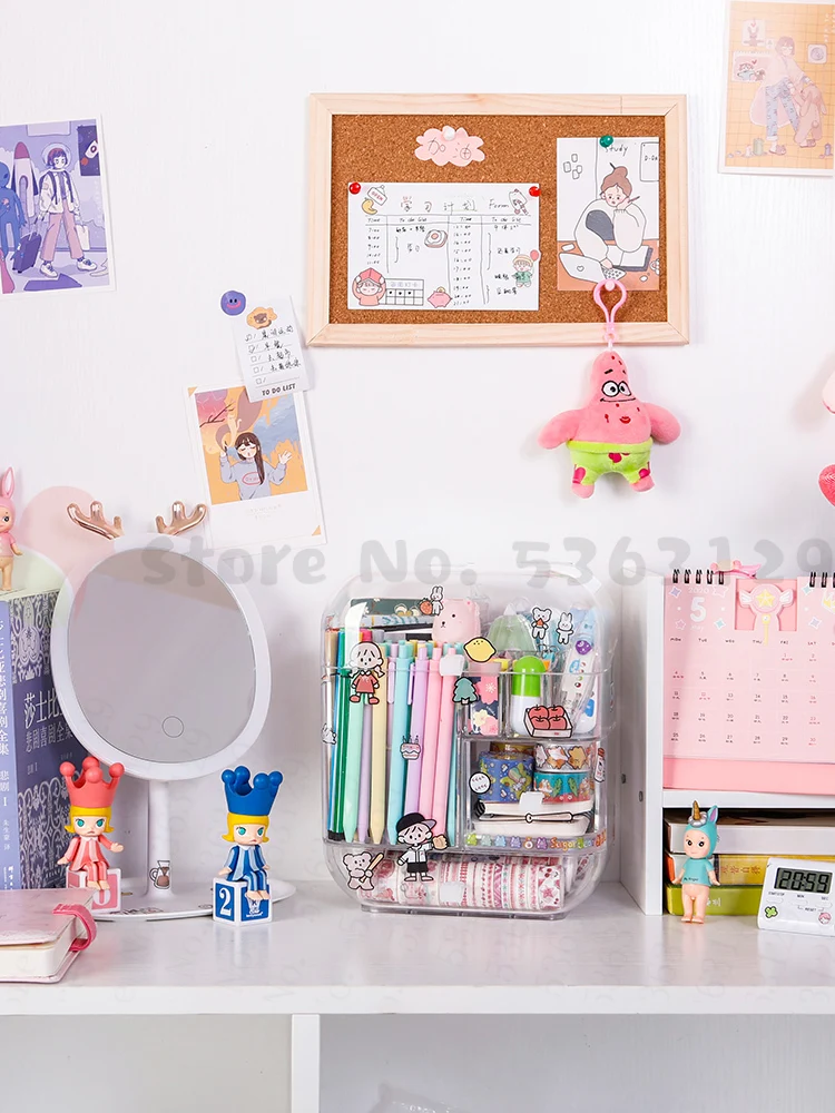 

Large Capacity Pencil Storage Case Container Makeup Organizer Box Desktop Sundries Storage Box Stationery Box School