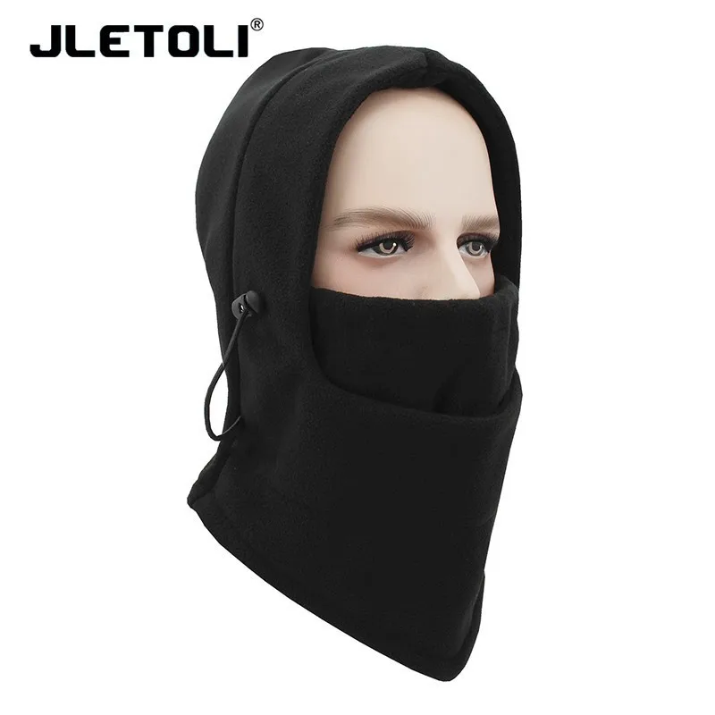 black JLETOLI Открытый Осень Зима ветрозащитный флис теплый Facemask лыжный головной убор с капюшоном шапка Велоспорт езда обучение маска - Цвет: black