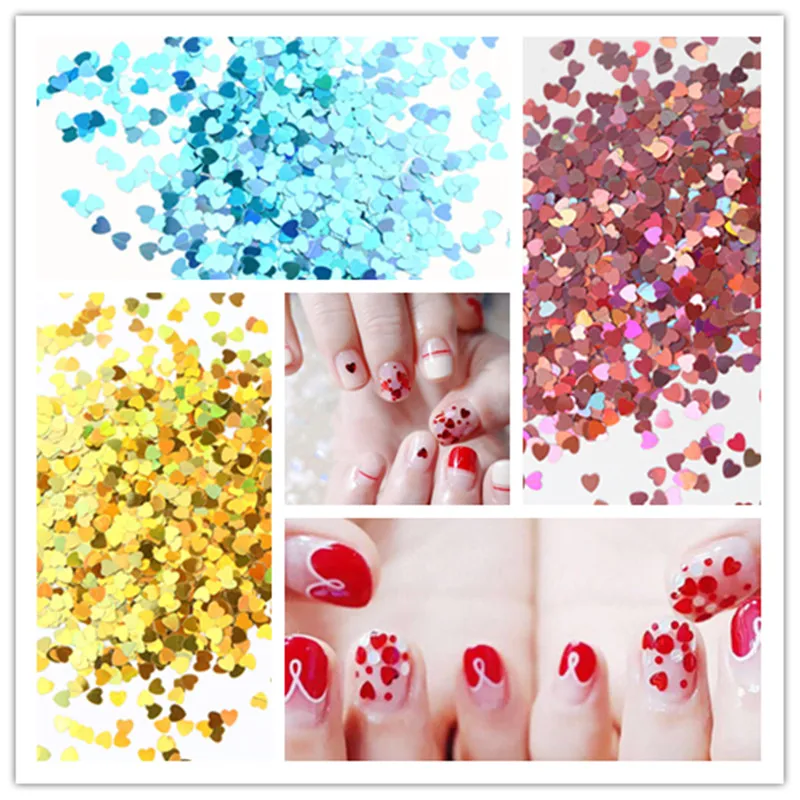 50 г ультратонкие голографические Блестки для ногтей в форме сердца лазерное