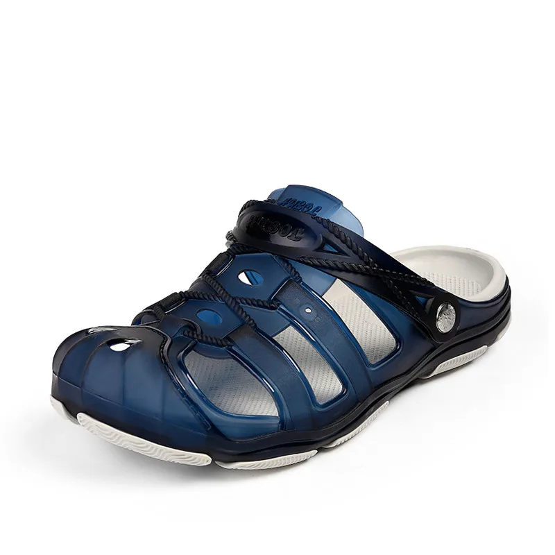 Летние дышащие шлепанцы с вырезами Мужская обувь отверстиями прозрачная мужская