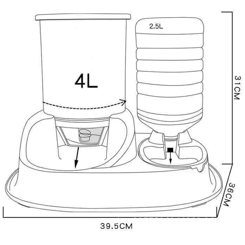 

Cat Dog Automatic Feeders Set Drinker Fountain Big Capacity Detachab Auto Pet Water Dispenser Pet Feeding Drinking Bowl