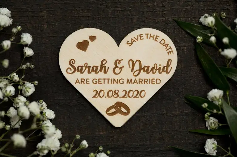 Специальный магнит для свадьбы сохранения даты в сердце персонализированный