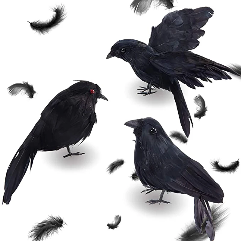 

1pc Simulation Black Crow Fake Animal Model Bird Haunted House Halloween Party Decoration Props Scary party Decoration Supplies