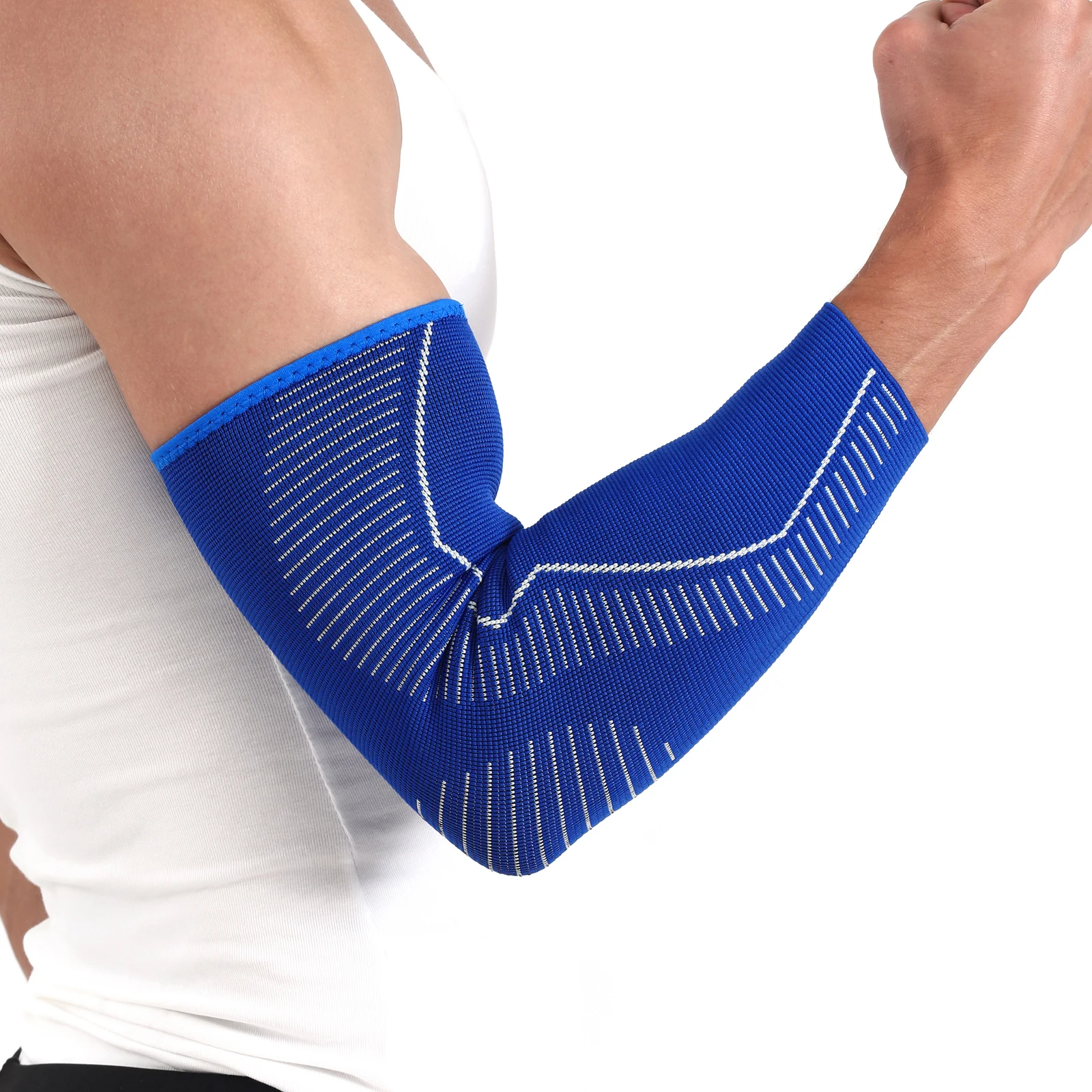 New Blue Long Elbow Arm Support Brace Cycling Running Gym Fitness Warmers Compression Pad Sleeve 1PC | Спорт и развлечения