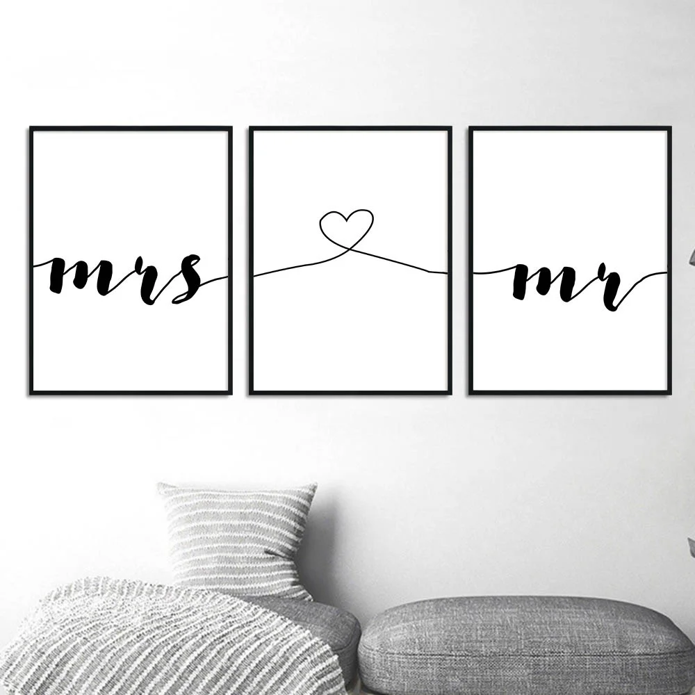 

Nordic Simple Family Wall Art Canvas Poster Minimalist Print Couple Love Painting Mr & Mrs Picture for Living Room Home Decor