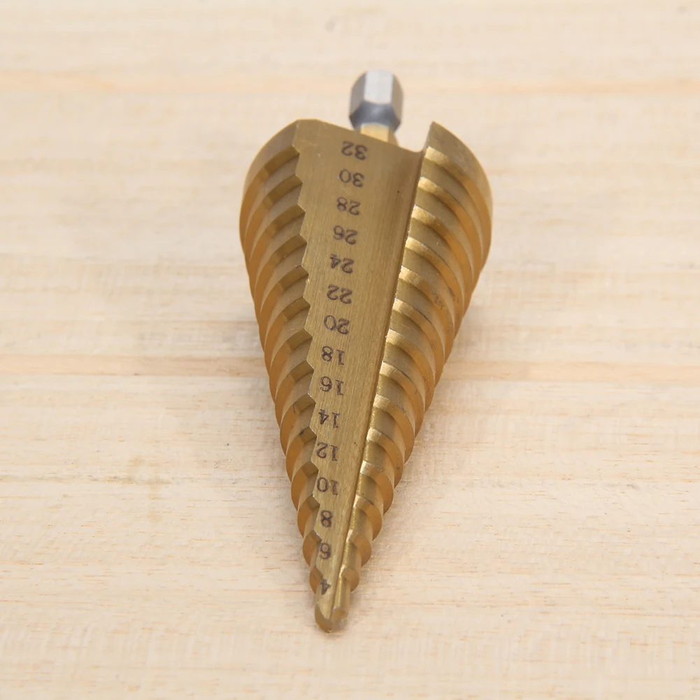 

4-32MM HSS4241 Hex Titanium Step Cone Drill Bit Hole Cutter for Wood Sheet Metal Working Cutters Drilling Power Tools Dropship