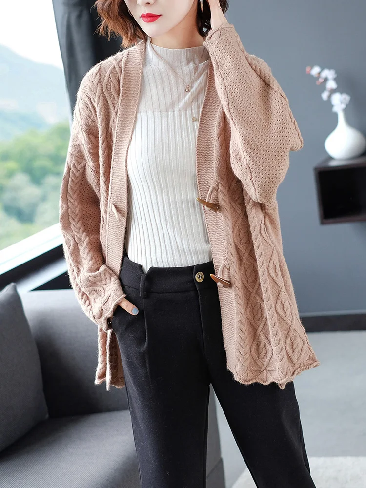 

Women Sweaters Coat 2019 Autumn Winter Tops Korean Fashion Retro V-neck Pull Femme Single Breasted Knitted Cardigan 0826-115