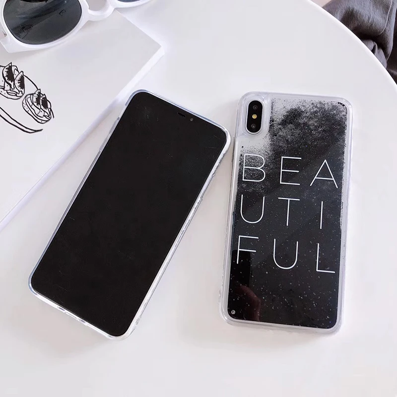 Luxury Flowing Quicksand Soft Cover Case for iPhone X XR XS Max Liquid Phone Cases For iphone 6 6S 7 8 Plus Back Shell Black |